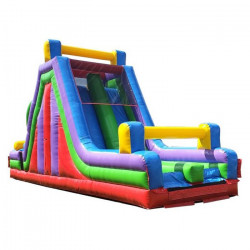 40 foot inflatable rock climbing wall slide retro1 1649899082 40 Ft Obstacle and Rock Climb Dual Lane Slide