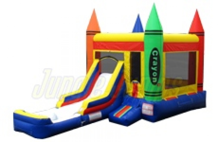 Crayon Themed Bounce House with water slide and pool(Wet)